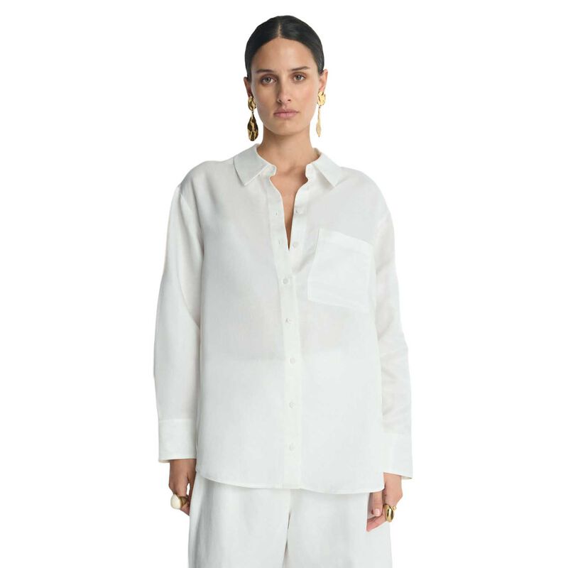 Veronika Maine Drapey Viscose Linen Relaxed Shirt image number 0